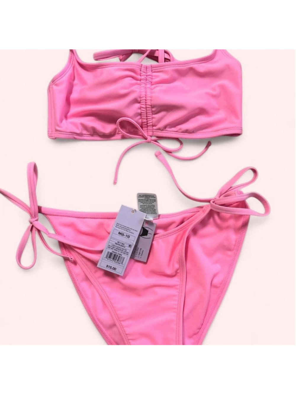Wild Fable hot pink tie-side bikini set Ruched tie-front bikini top with adjusta